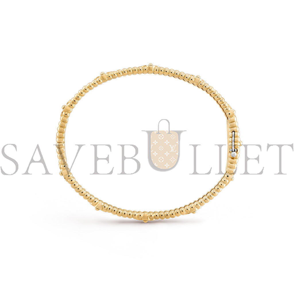 VAN CLEEF ARPELS PERLÉE SWEET CLOVERS BRACELET, MEDIUM MODEL - YELLOW GOLD, DIAMOND  VCARP6X400